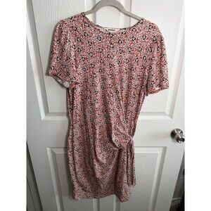 Boden Knot Front Jersey Casual Dress in Tomato Clover Swirl Size US 14 R